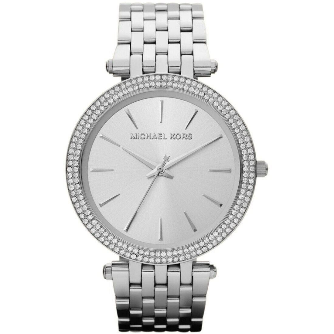 Michael Kors Mk3190 Darci Silver Dial Pave Bezel Womens Watch