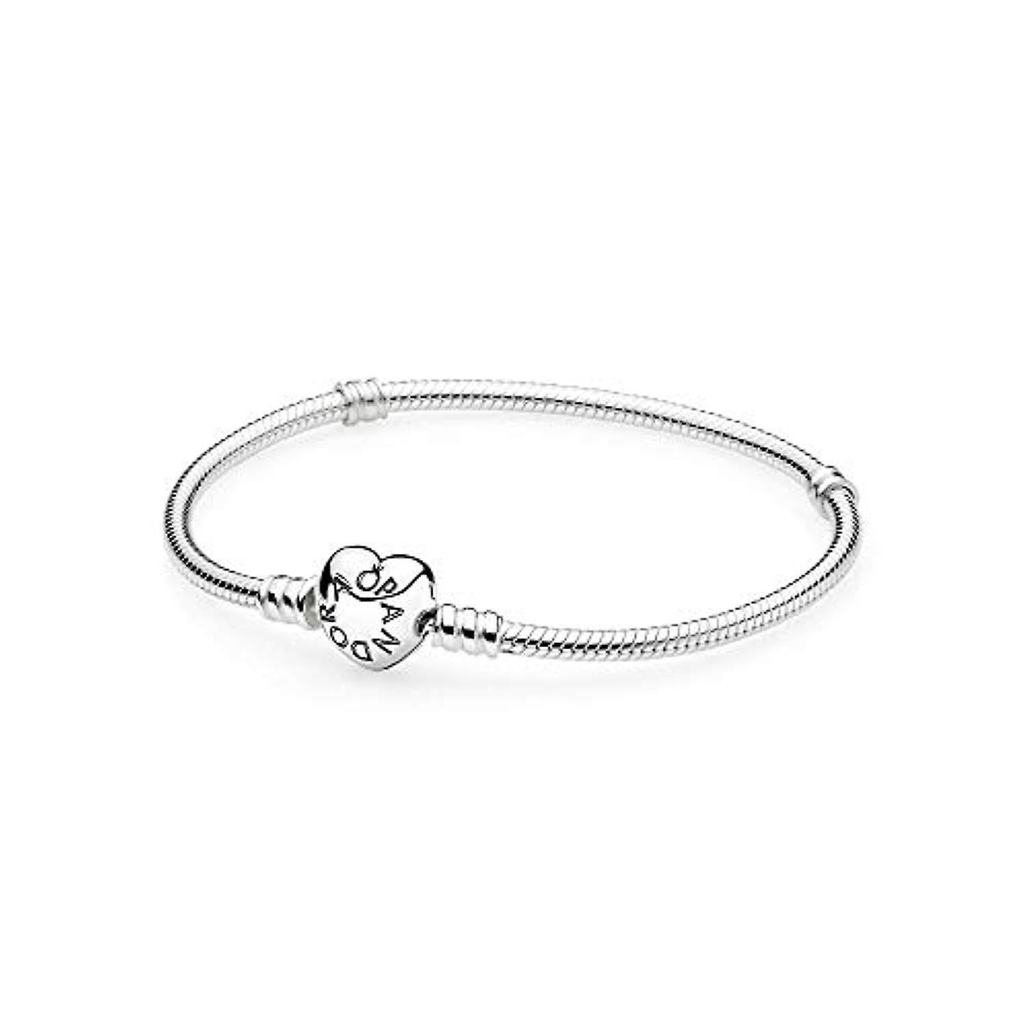 Pandora 590719 Sterling Silver Bracelet With Heart Clasp 19 Cm