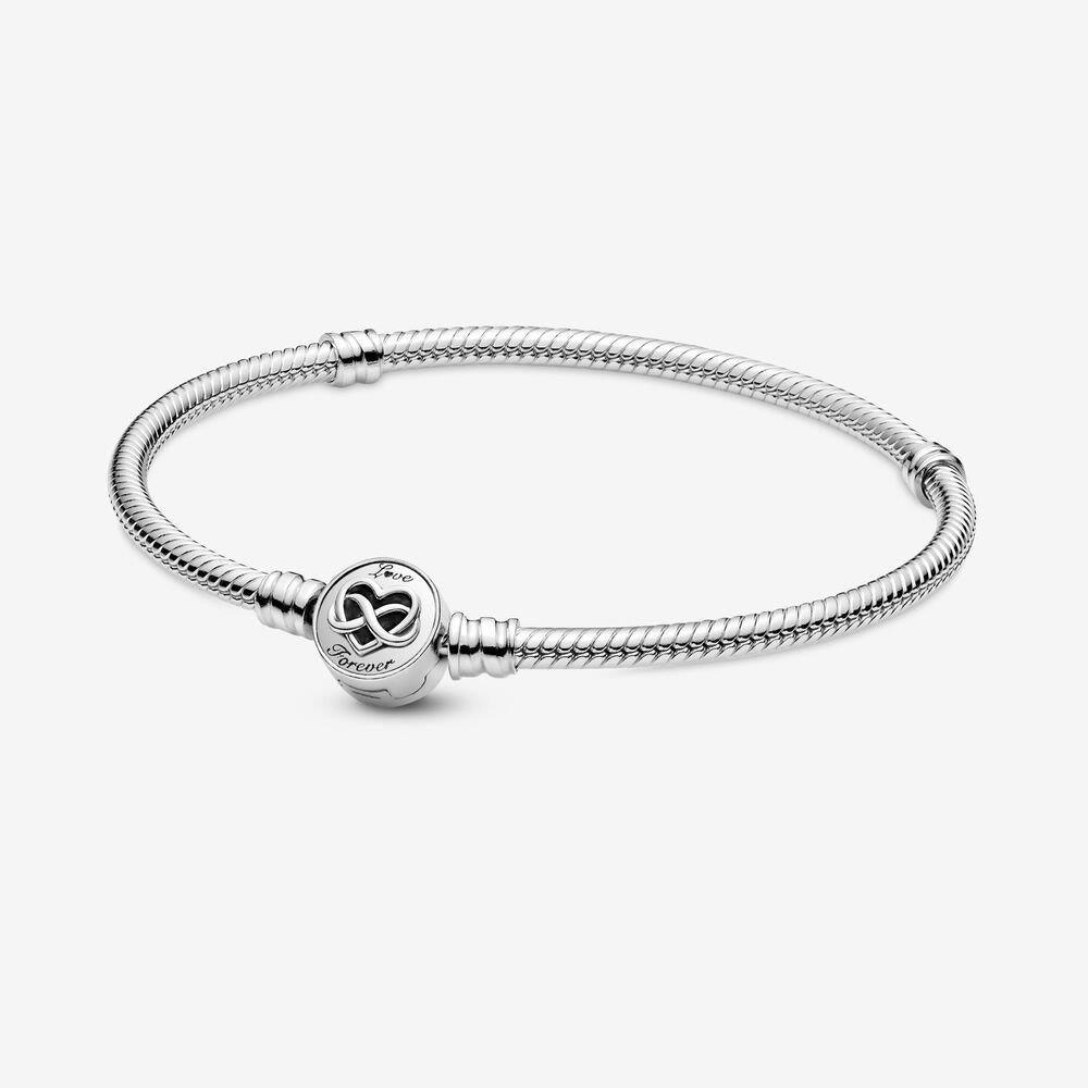 Pandora 599365c00-19 Moments Heart Infinity Clasp Snake Chain Bracelet
