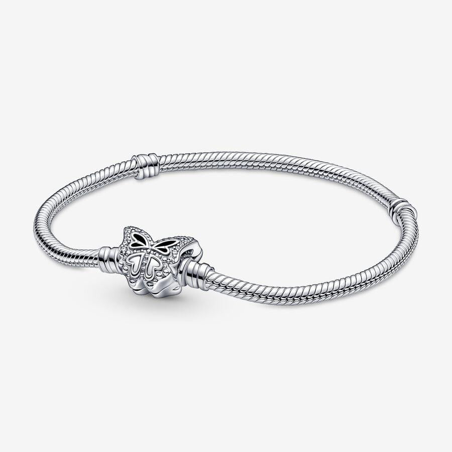Pandora Moments Butterfly Clasp Snake Chain Bracelet 19 Cm