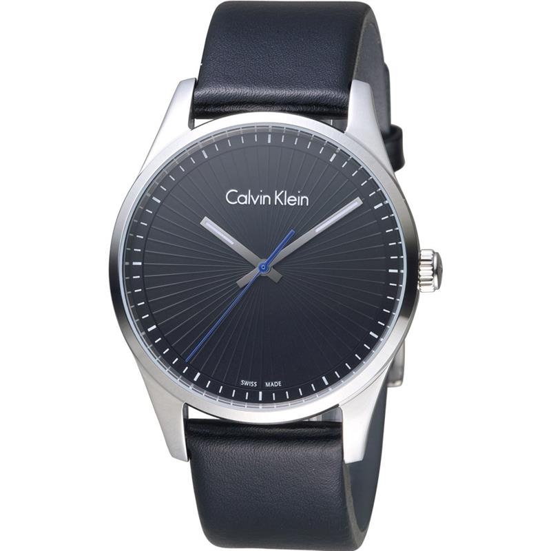 Calvin Klein K8s211c1 Steadfast Black Dial Black Leather Mens Watch