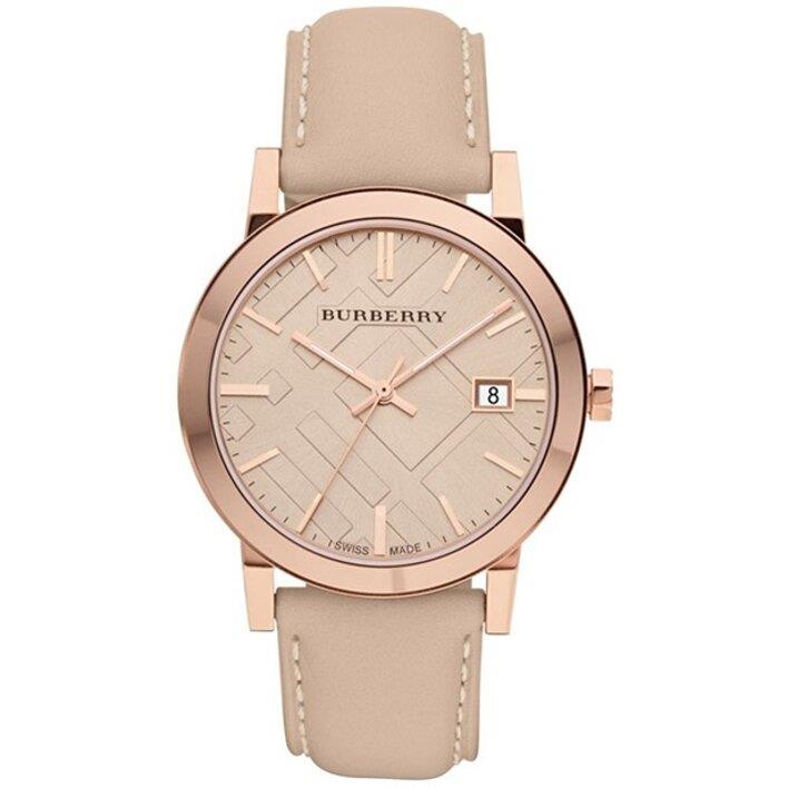 Burberry Bu9014 Tan Dial Leather Strap Womens Watch